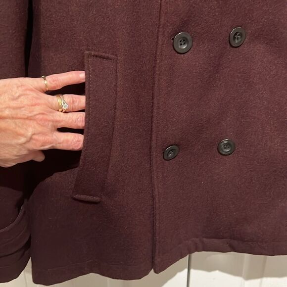 Kenneth Cole New York Maroon Wool Blend‎ Double Breasted Pea Coat Size M - Picture 7 of 16